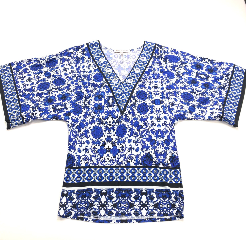 Nanette Lapore Swim Cover Up Dress Geometric Size XS Blue White